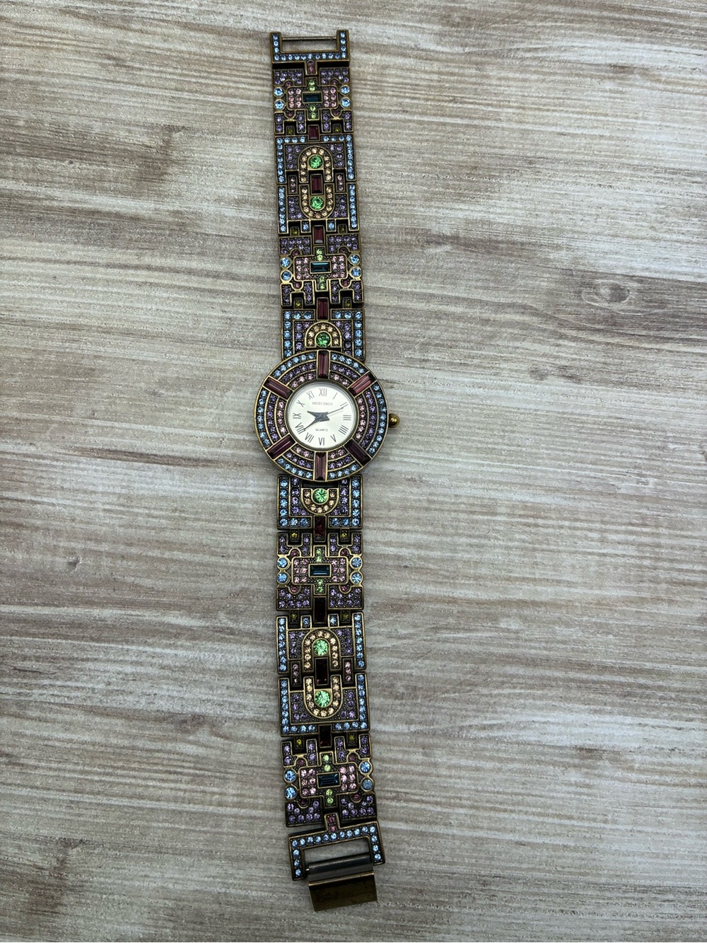 Heidi Daus Vintage-Inspired Multicolor Crystal Bracelet Watch